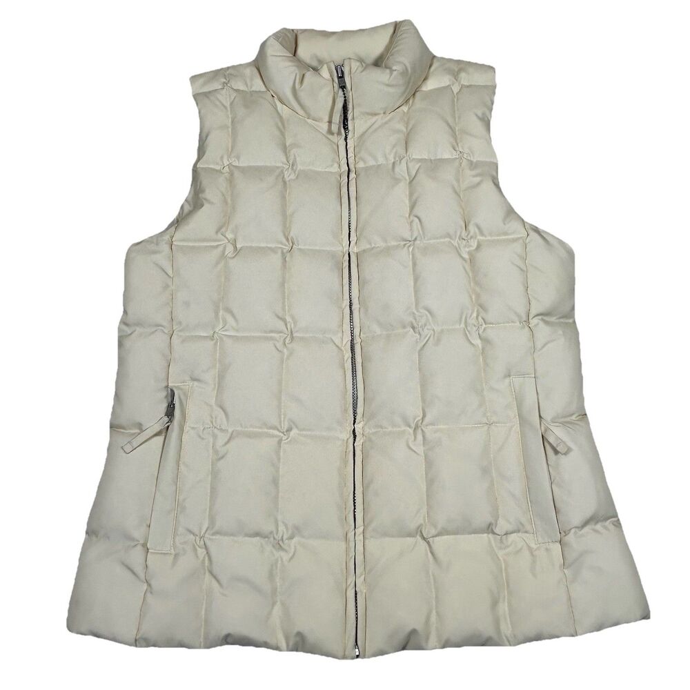 GAP Full Zip Down Puffer Vest Quilted Ivory/Cream Women's M Y2K Skiing Outdoors